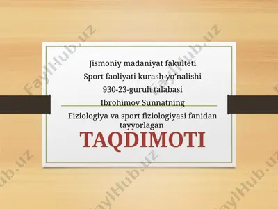 jismoniy madaniyat fakulteti sport faoliyati kurash yo’nalishi — PPTX