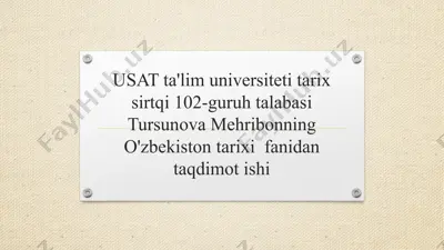 o'zbekiston tarixi fanidan taqdimot ishi — PPTX