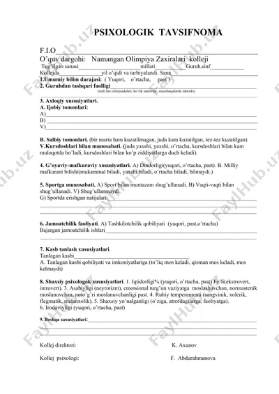 psixologik tavsifnoma — DOC