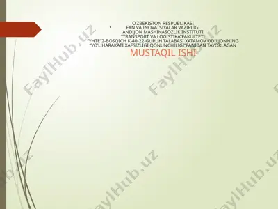 yo’l harakati xafsizligi qonunchiligi — PPTX