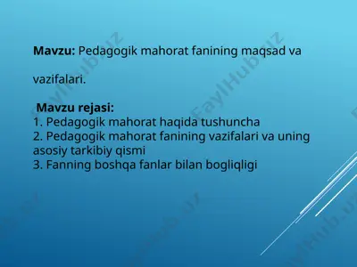pedagogik mahorat fanining maqsad va vazifalari — PPTX