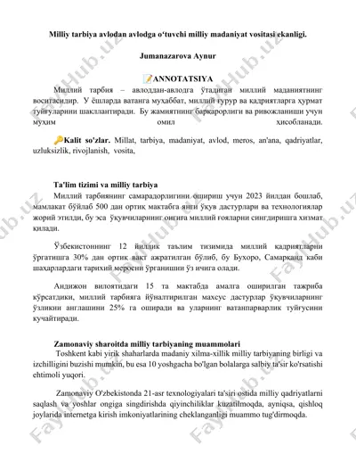ta'lim tizimi va milliy tarbiya — DOCX