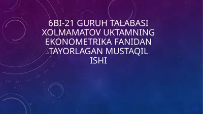 ekonometrik modellar — PPTX