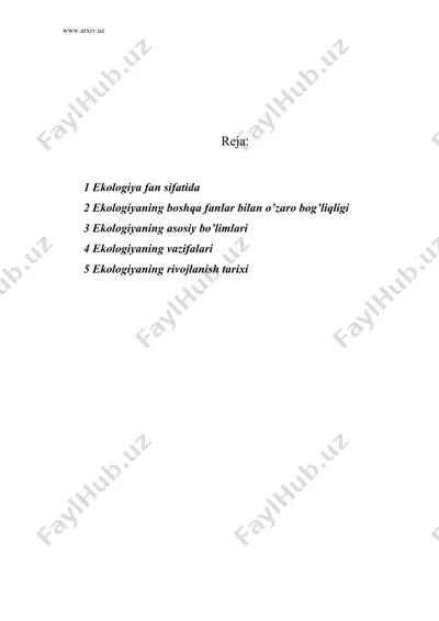 ekologiyaning rivojlanish tarixi — DOC