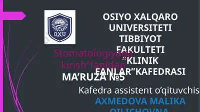 tish to’qimalarining anatomik va gistalogik tuzilishi — PPTX
