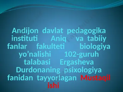 psixologiya fanidan mustaqil ish — PPTX