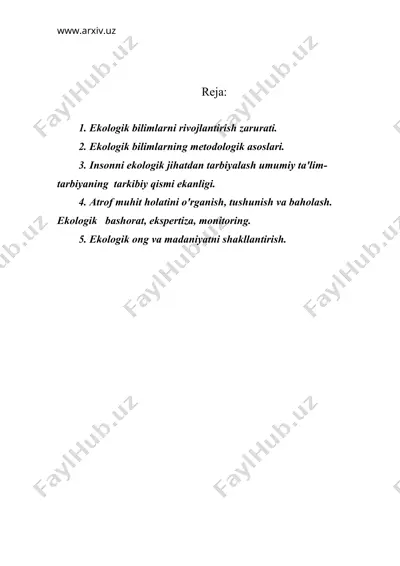 ekologik ta'lim - tarbiya masalalari — DOC