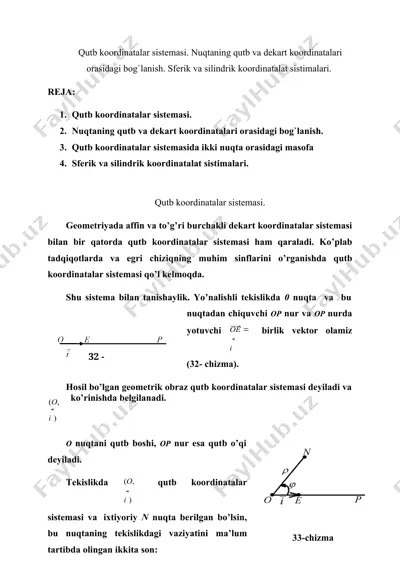 dekart va qutb koordinatlari orasidagi bog'lanish — DOCX