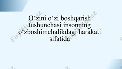 o‘z o‘zini boshqarish — PPTX