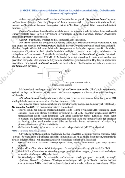 tibbiy axborot tizimlari. shifokor ish joyini avtomatlashtirish. o'zbekistonda elektron sog — DOCX