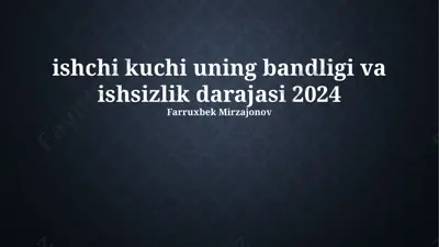 ishsizlikning iqtisodiy ta'siri — PPTX