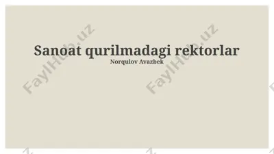 sanoat qurilmadagi rektorlar — PPTX
