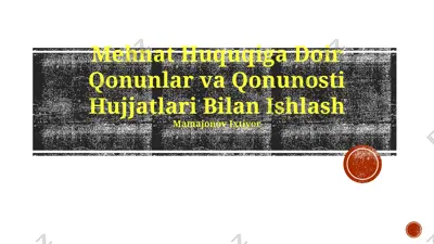 mehnat huquqiga doir qonunlar va qonunosti hujjatlari bilan ishlash — PPTX