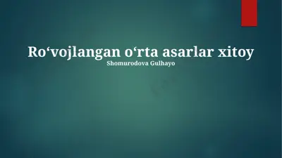 oʻrta asr xitoy adabiyotining rivojlanishi — PPTX