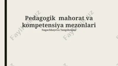pedagogik mahorat va kompetensiya mezonlari — PPTX