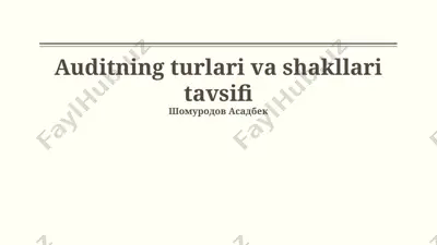 auditning turlari va shakllari tavsifi — PPTX