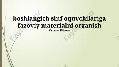 boshlang'ich sinf o'quvchilariga fazoviy materialni organish — PPTX