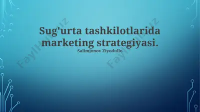 sug'urta tashkilotlarida marketing strategiyasi — PPTX