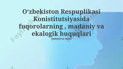 oʻzbekiston respublikasi konistitutsiyasida fuqorolarning , madaniy va ekalogik huquqlari — PPTX