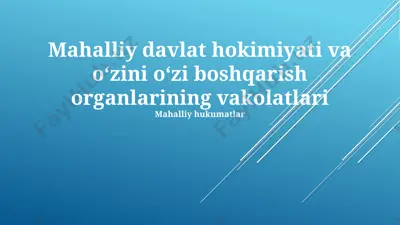 mahalliy davlat hokimiyati va oʻzini oʻzi boshqarish organlarining vakolatlari — PPTX