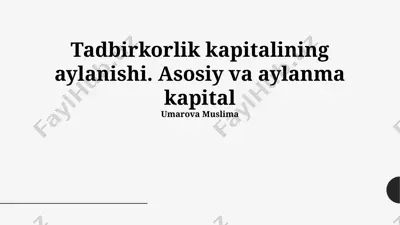 tadbirkorlik kapitalining aylanishi — PPTX