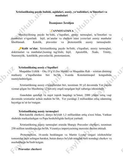 xristianlikning asosiy eʼtiqodlari — DOCX