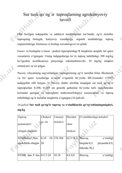 sur tusli qo`ng`ir tuproqlarning agrokimyoviy tavsifi — DOC