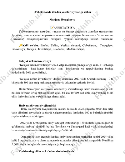 kelajak uchun investitsiya — DOCX