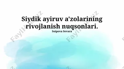siydik ayiruv a'zolarining rivojlanish nuqsonlari — PPTX