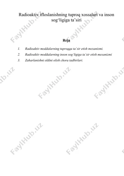 radioaktiv ifloslanishning tuproq xossalari va inson sog‘ligiga ta’siri — DOC