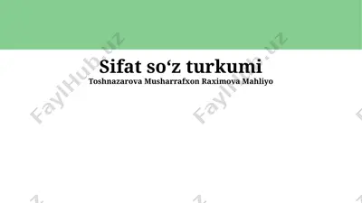 sifat soʻz turkumi — PPTX