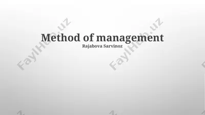method of management — PPTX