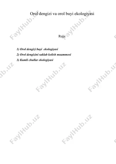 orol dengizi va orol buyi ekologiyasi — DOC