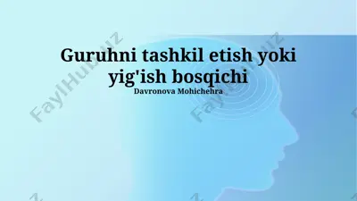 guruhni tashkil etish yoki yig'ish bosqichi — PPTX