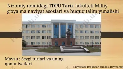 tdpu tarix fakulteti milliy g’oya ma’naviyat asoslari va huquq talim yunalishi — PPTX