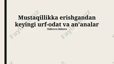 oziq-ovqat va ovqatlanish madaniyati — PPTX