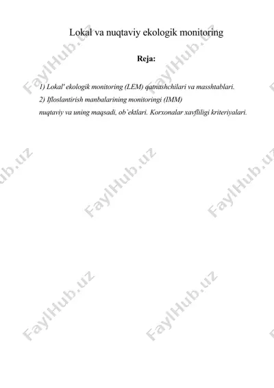 lokal va nuqtaviy ekologik monitoring — DOC