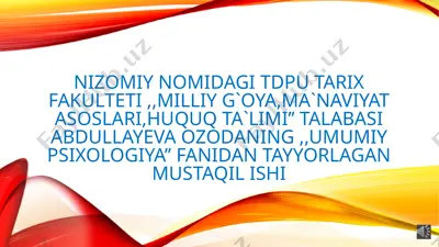 umumiy psixologiya fanidan tayyorlagan mustaqil ish — PPTX