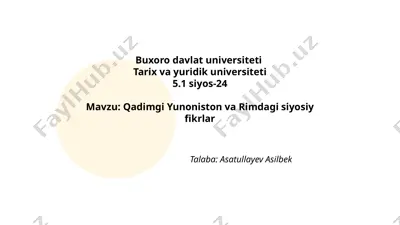 qadimgi yunoniston va rimdagi siyosiy fikrlar — PPTX