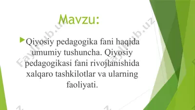 qiyosiy pedagogika fani haqida umumiy tushuncha — PPTX