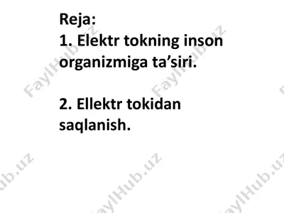 elektr tokning inson organizmiga ta’siri — PPTX
