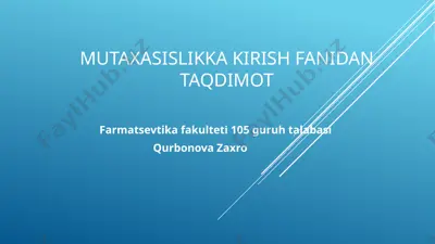 dori vositalari, tibbiy buyumlar va farmasevtik tovarlar — PPTX