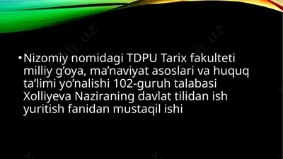 o‘zbek tilining davlat tili sifatidagi nufuzi va mavqeyini tubdan oshirish chora-tadbirlari to‘g‘risida — PPTX