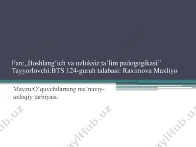 boshlang‘ich va uzluksiz ta’lim pedogogikasi — PPTX