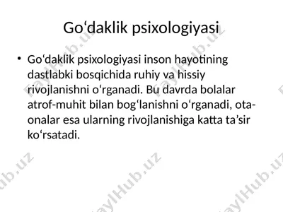 go'daklik psixologiyasi — PPTX