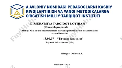 dissertatsiya tadqiqot loyihasi (research proposal) — PPTX