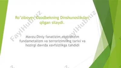 diniy fanatizm, ekstremizm, fundamentalizm va terrorizmning tarixi va hozirgi davrda xavfsizlikga tahdit — PPTX