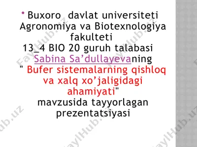 bufer sistemalarning turlari — PPTX