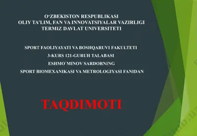 sport biomexanikasi va metrologiyasi fanidan taqdimot — PPTX