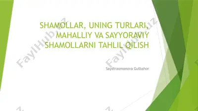 shamollar, ularning turlari va tahlili — PPTX